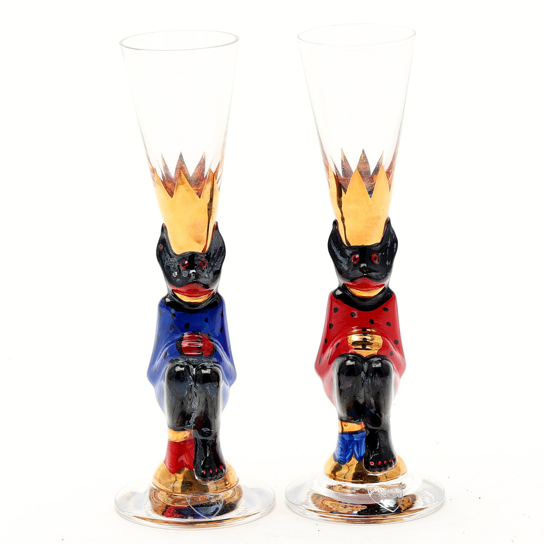 GUNNAR CYRÉN. Snapsglas, 2 stycken, ur Nobel-servisen, 1990-tal.