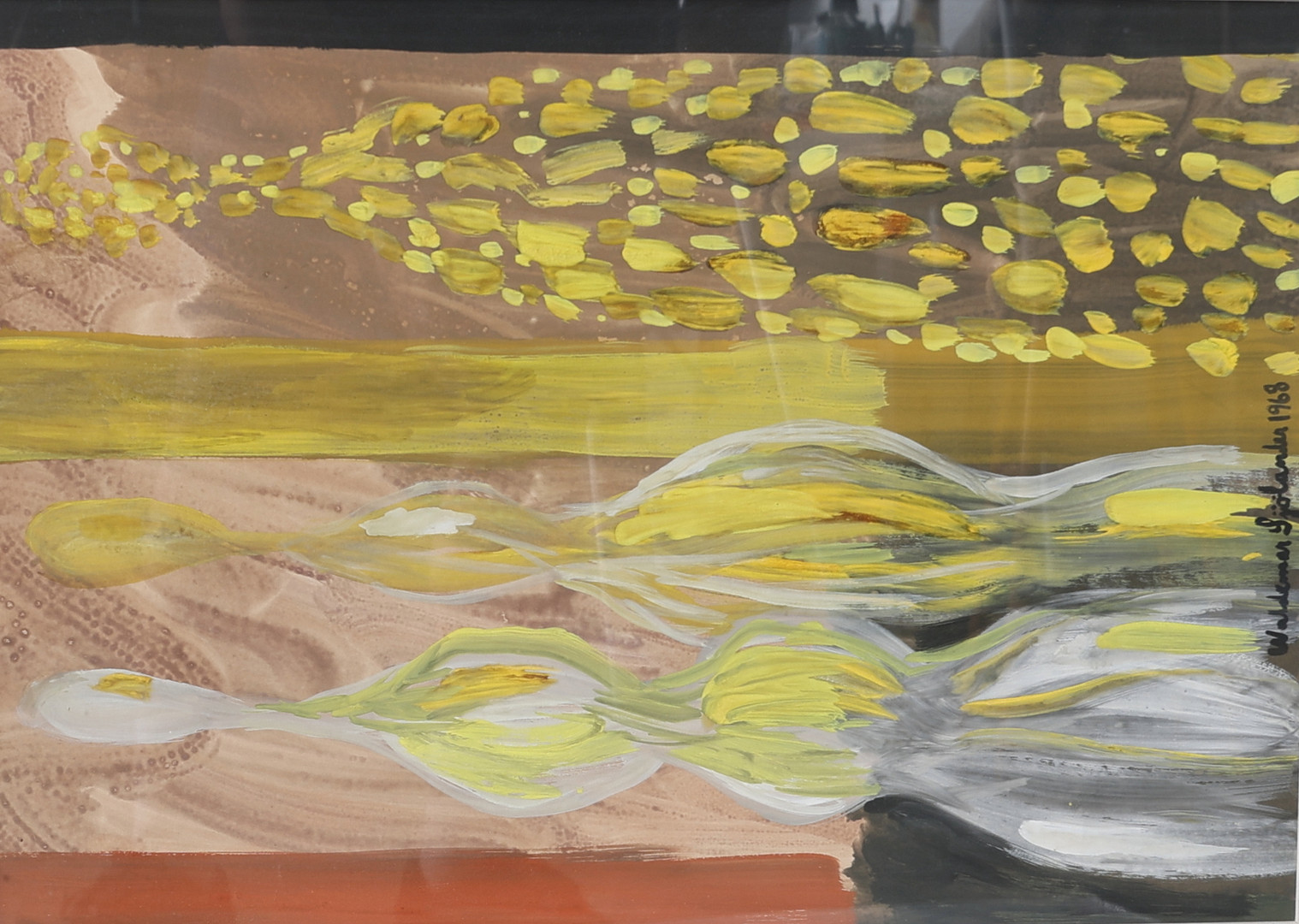 WALDEMAR SJÖLANDER. Gouache, figurscen, signerad samt daterad 1968.