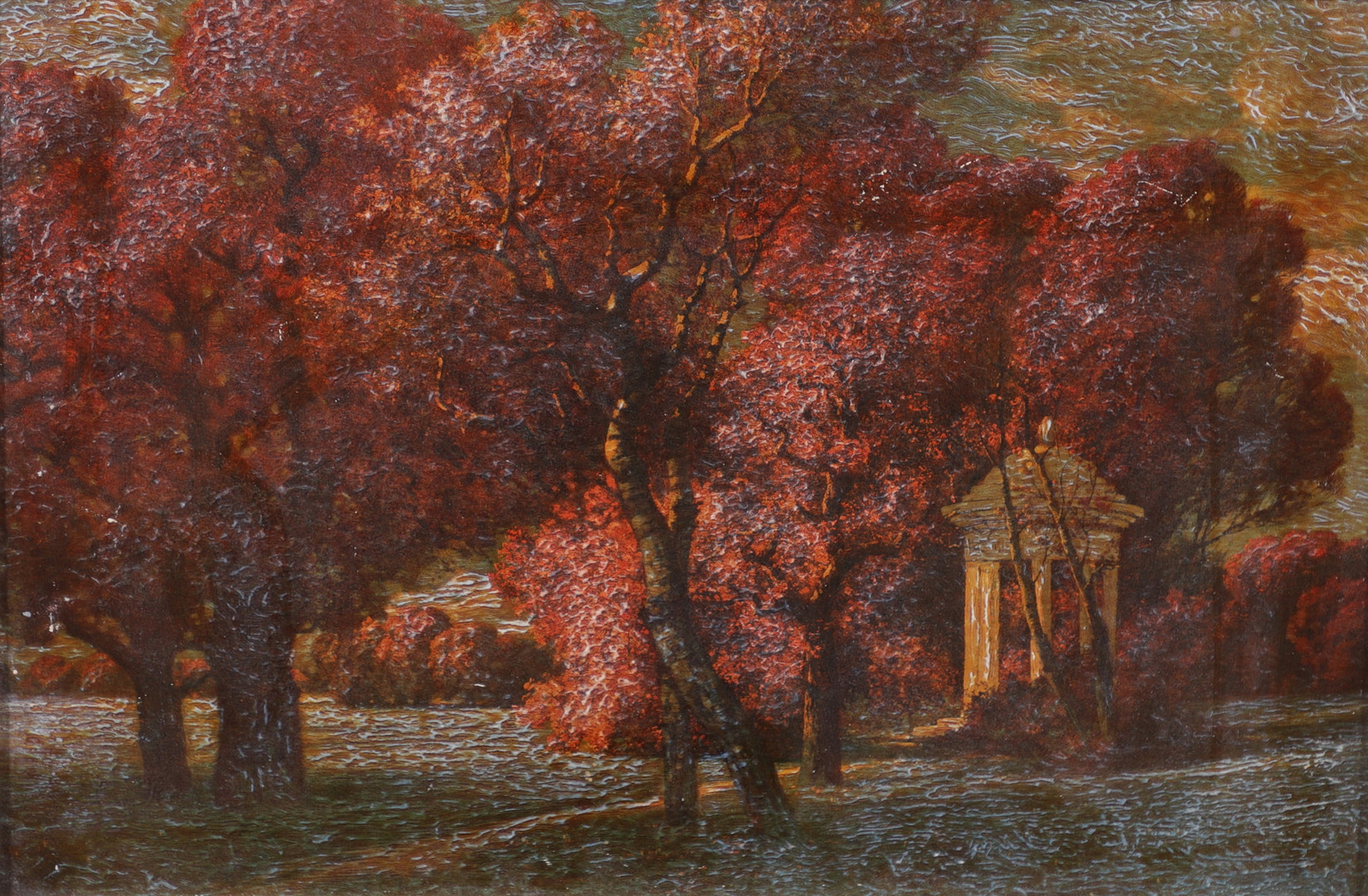 HERMANN RÜDISÜHLI. "Mythologischer Hain". Olja på pannå, signerad.