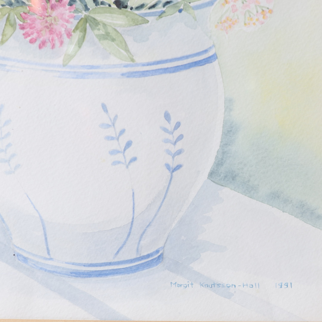 MARGIT KNUTSSON HALL. Akvarell, blomsterstilleben, signerad samt daterad 1991.