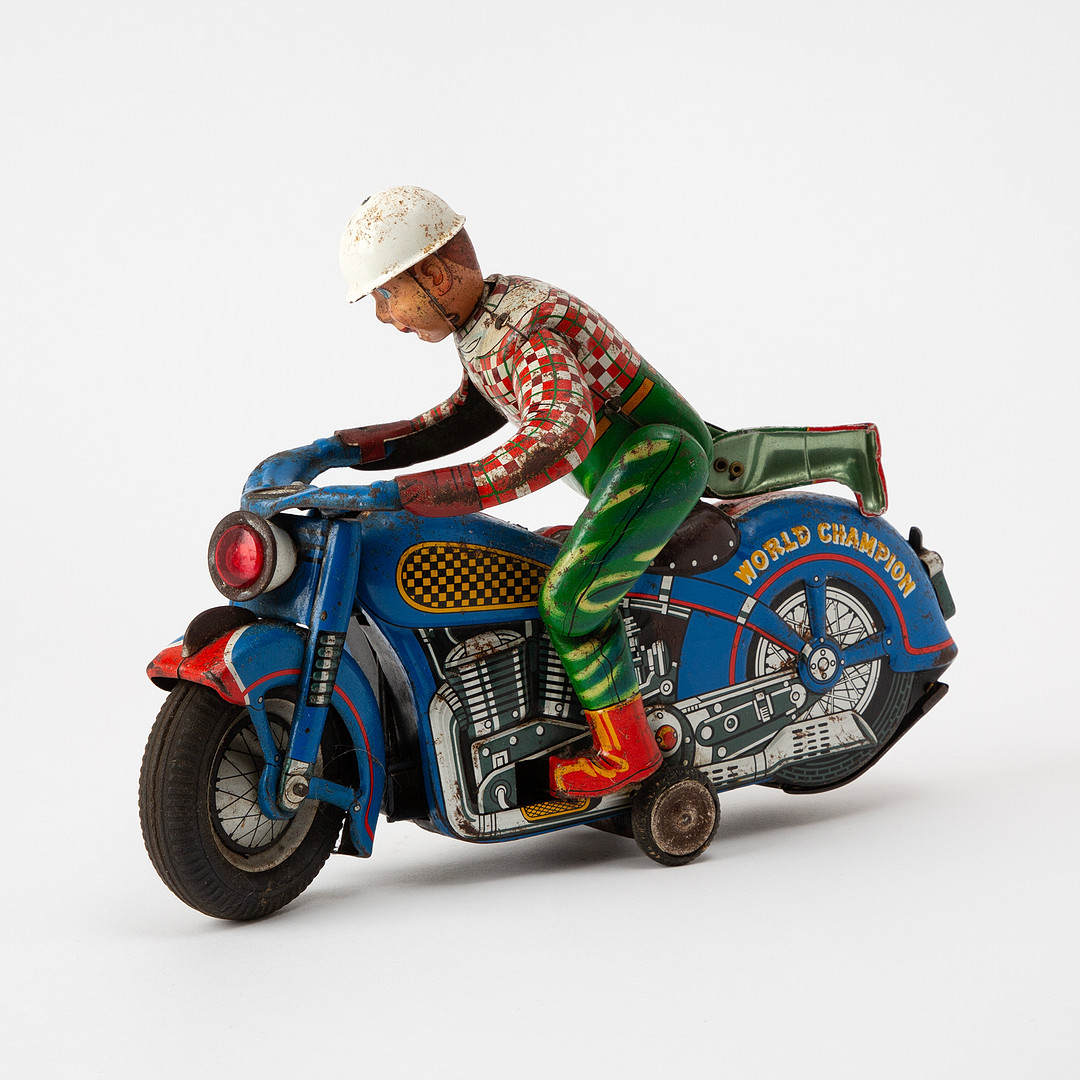 MASUDAYA MODERN TOYS. Motorcykel, litograferad plåt, Japan 1900-talets mitt.