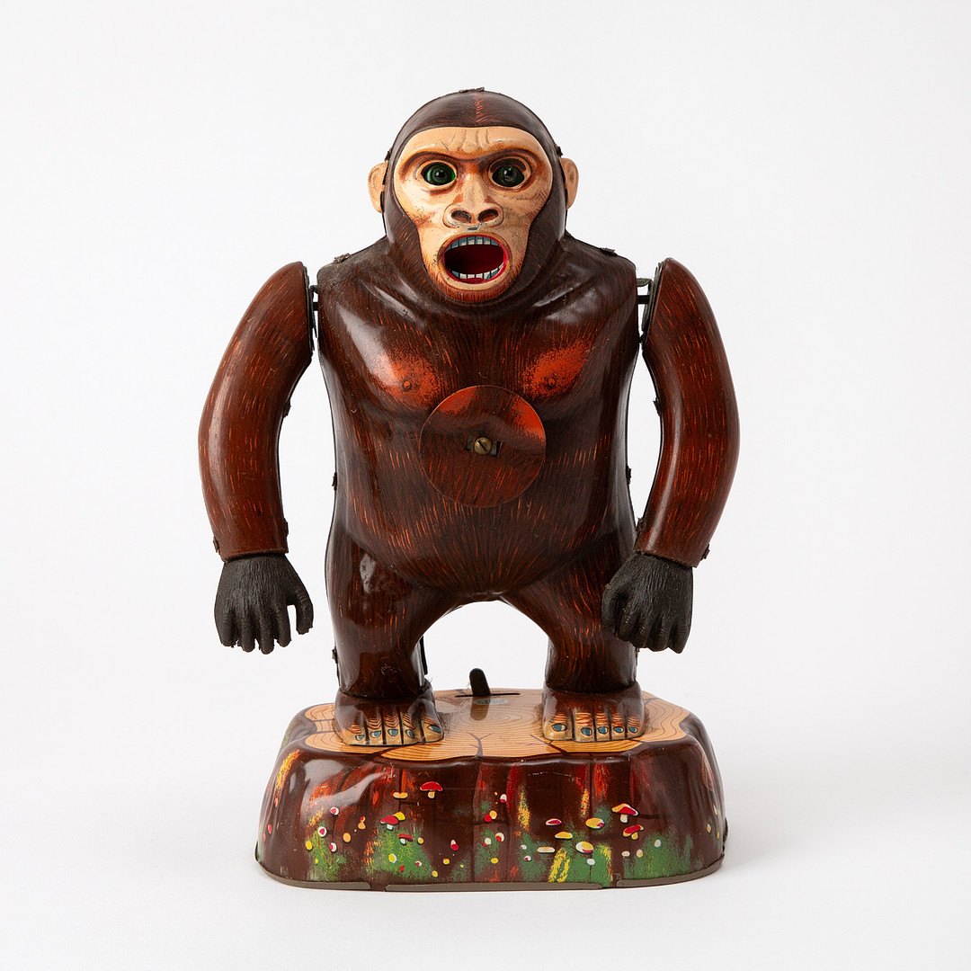 MASUDAYA MODERN TOYS. "Roaring Gorilla", litograferad plåt, Japan, 1900-talets mitt.