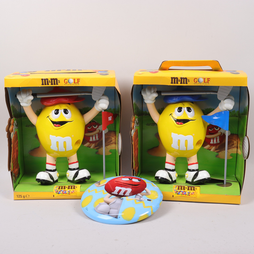M&M Peanut, Golfdispensers samt frisbee, 3 delar.