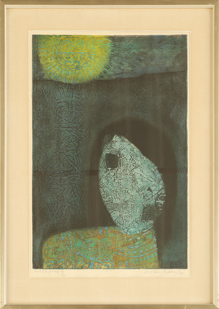 A.P PANNEER SELVAM. Litografi, signerad, "She", numrerad artist proof 8/10, daterad -88.