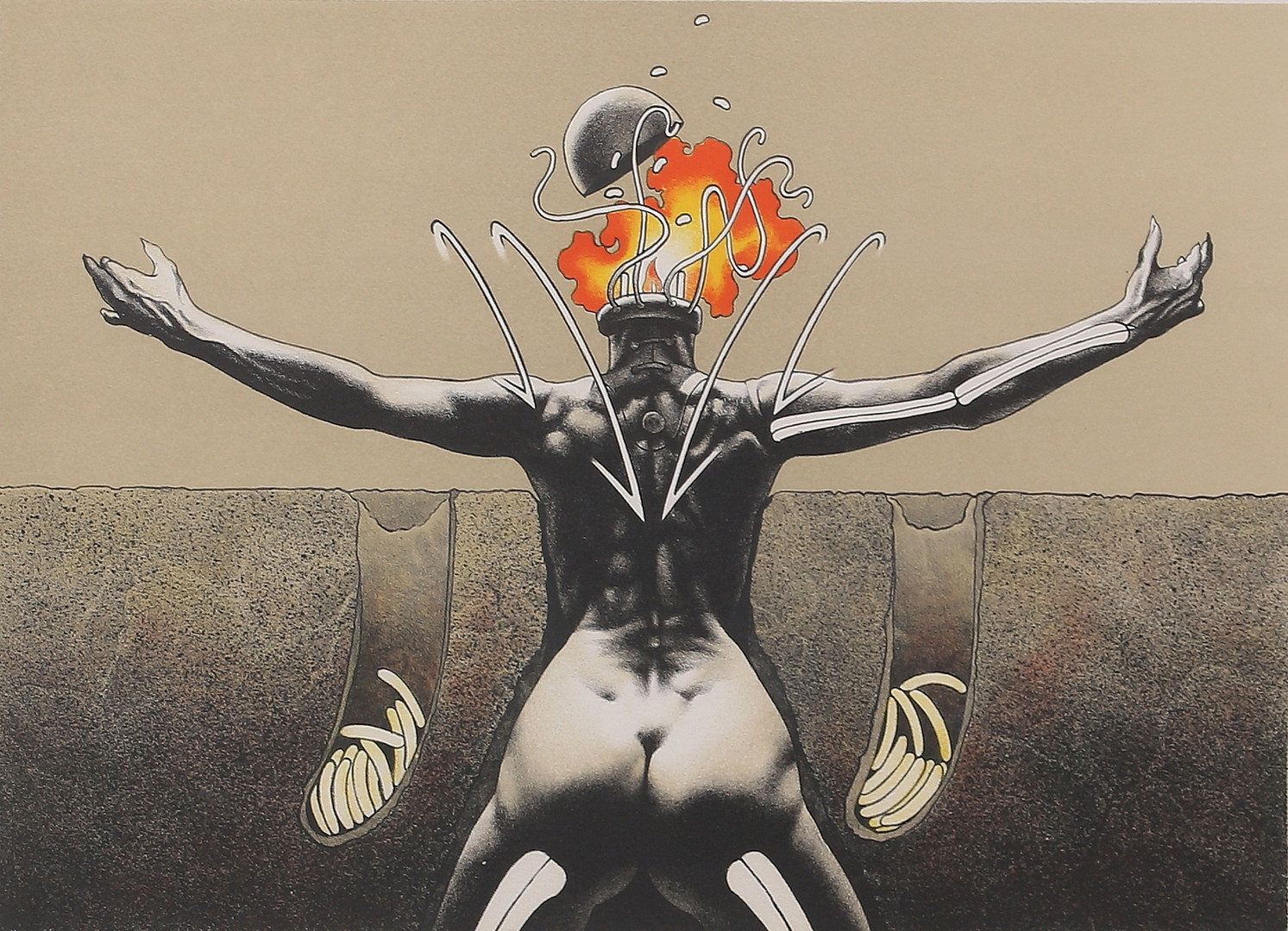 HERIBERTO COGOLLO. (COLOMBIA, FÖDD 1945) Surrealistisk komposition, färglitografi, signerad, numrerad 62/100.