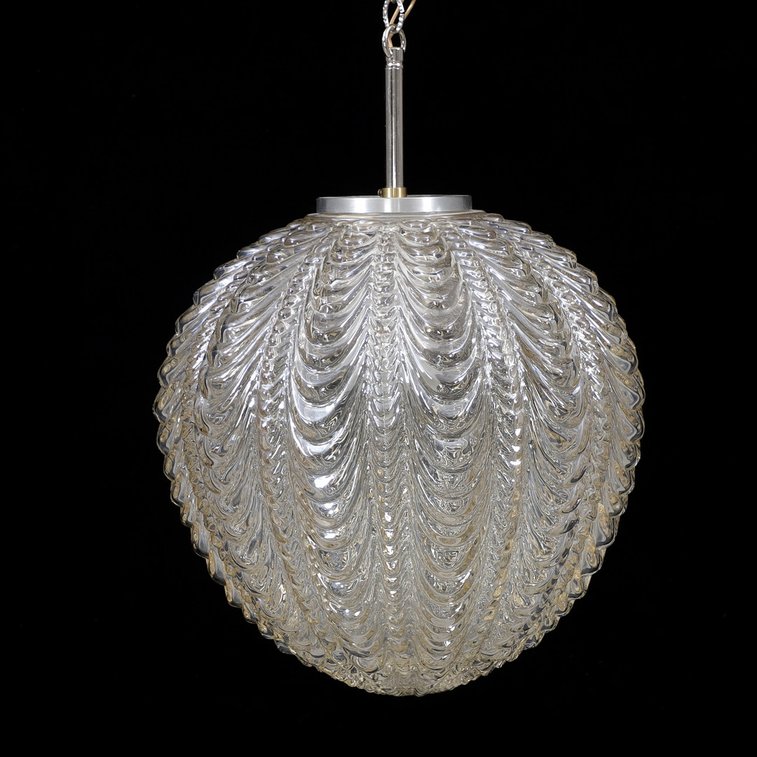 TAKLAMPA, glas/mässing, AB Eriksmålaglas, 1960-tal.