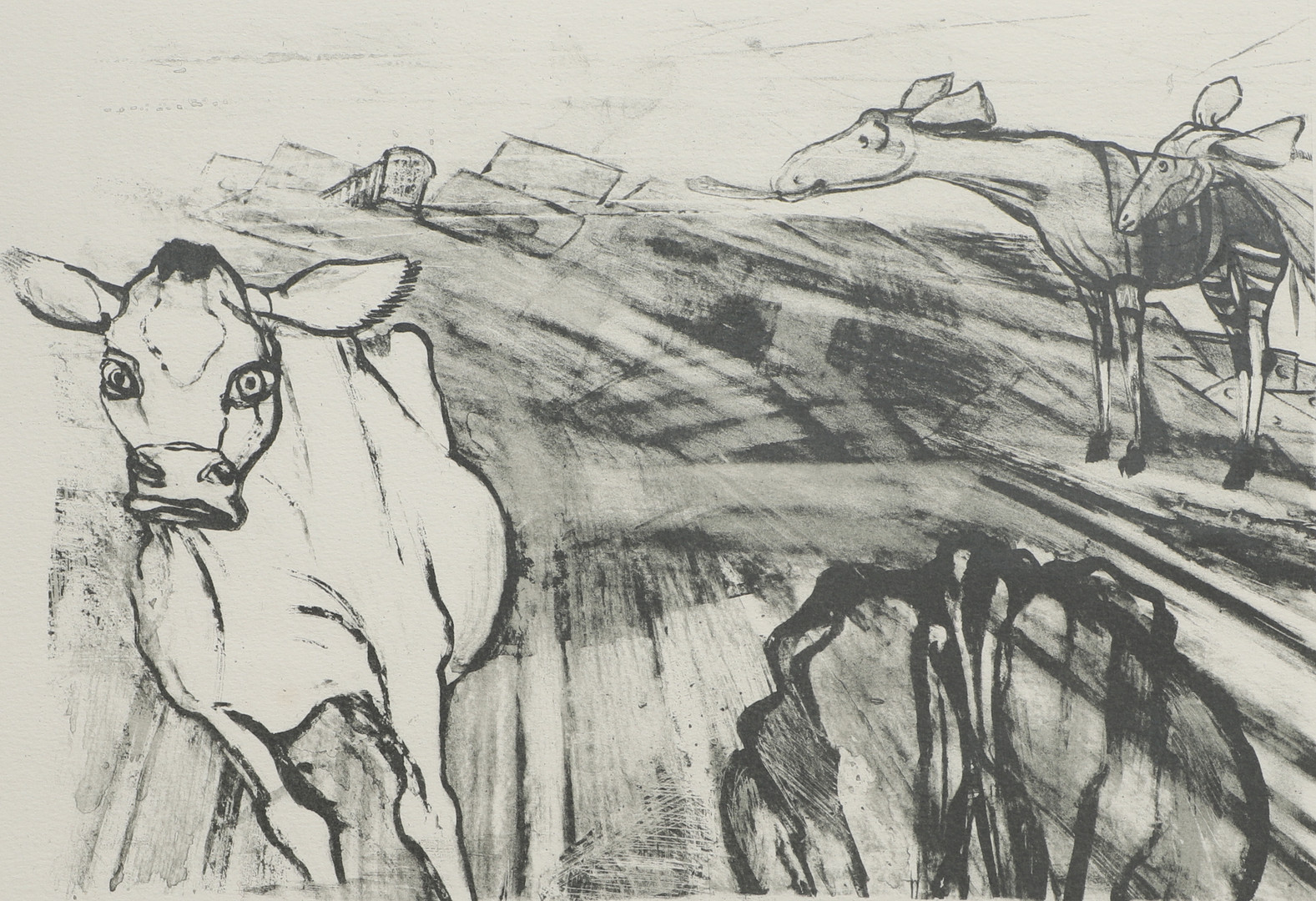 CECILIA FRISENDAHL. Litografi, "Möte på banvall", signerad, numrerad 263/380.