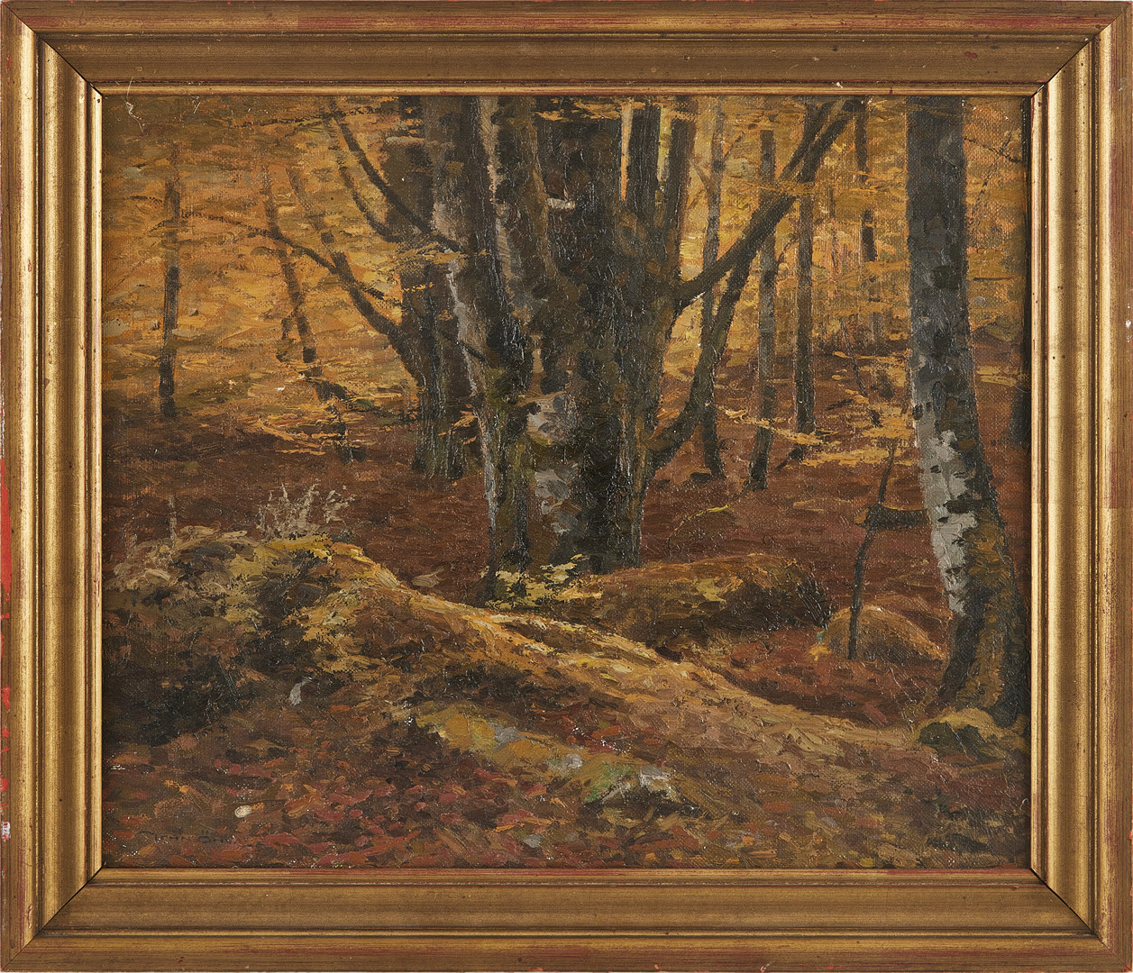 JOHN ÖHVALL. (1883-1957), Skogsmotiv, signerad, olja på duk.