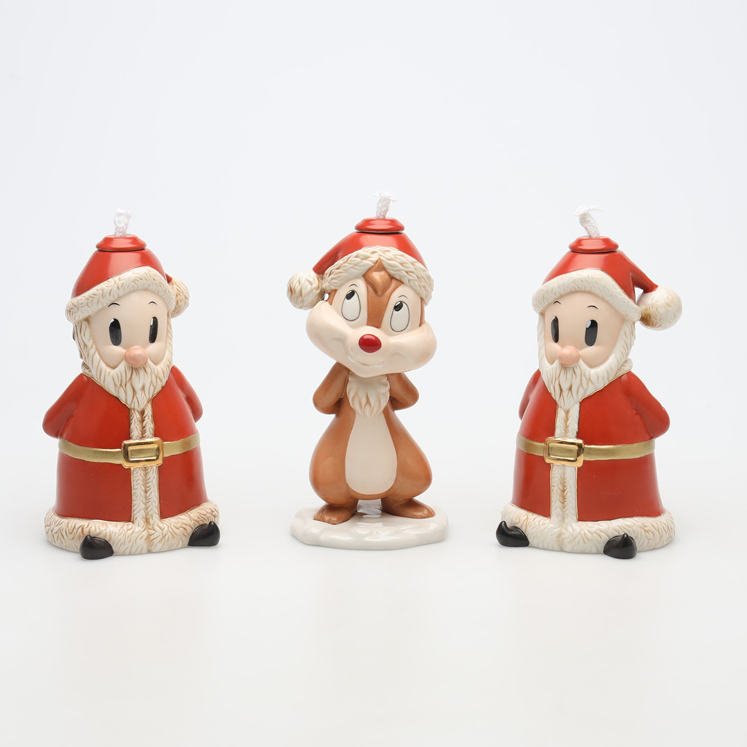 STEFAN LINDAHL. FIGURINER/OLJELAMPOR, 3 st, porslin, Puff och tomtarna, Fyrklövern Disney Collection.