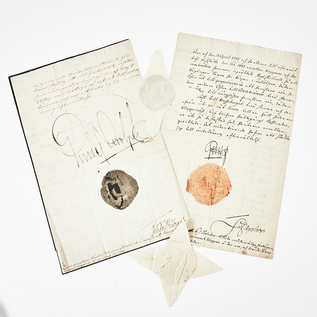 GUSTAV III och GUSTAV IV ADOLF, 2 handlingar, egenhändigt signerade.