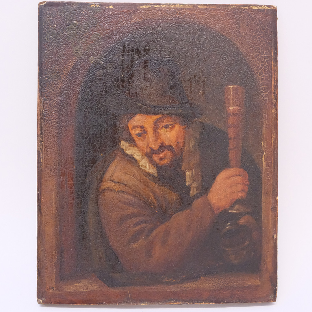 OKÄND KONSTNÄR. OLJA PÅ TRÄPANNÅ. KOPIA EFTER ADRIAEN JANSZ VAN OSTADE. 1800-TAL.