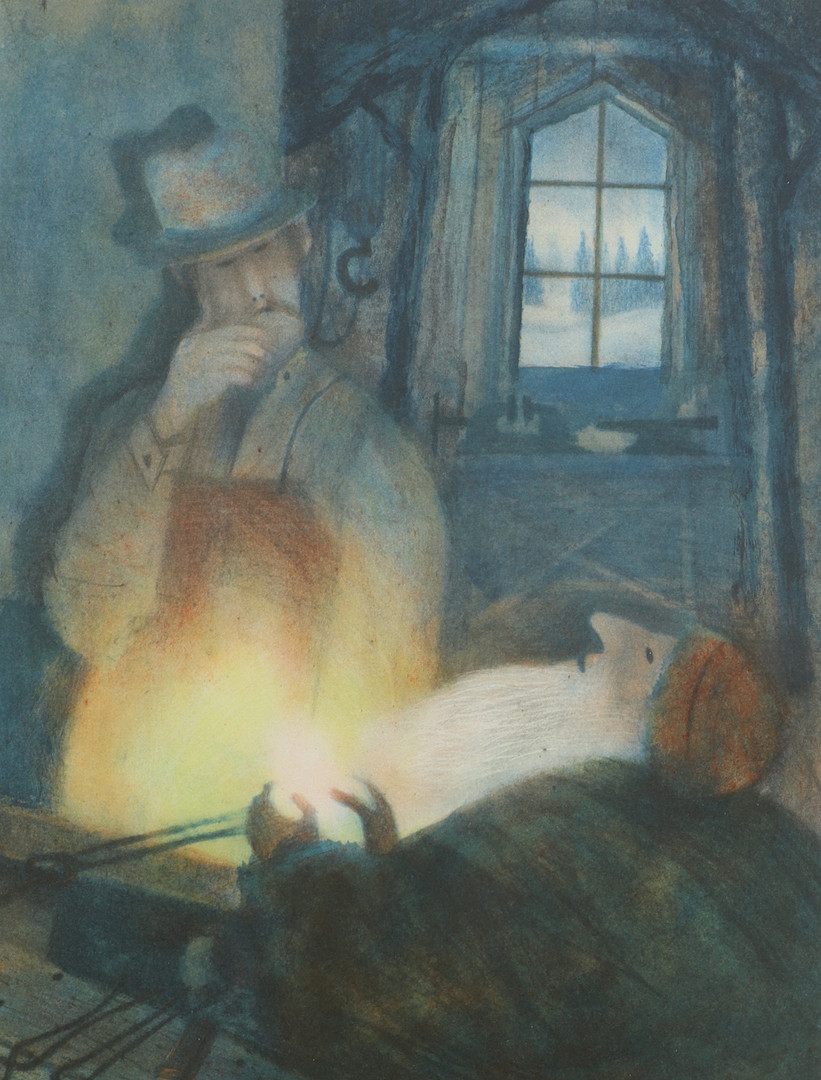 KJELL SUNDBERG. Färglitografi, "Trollsmeden", signerad, numrerad 222/290.
