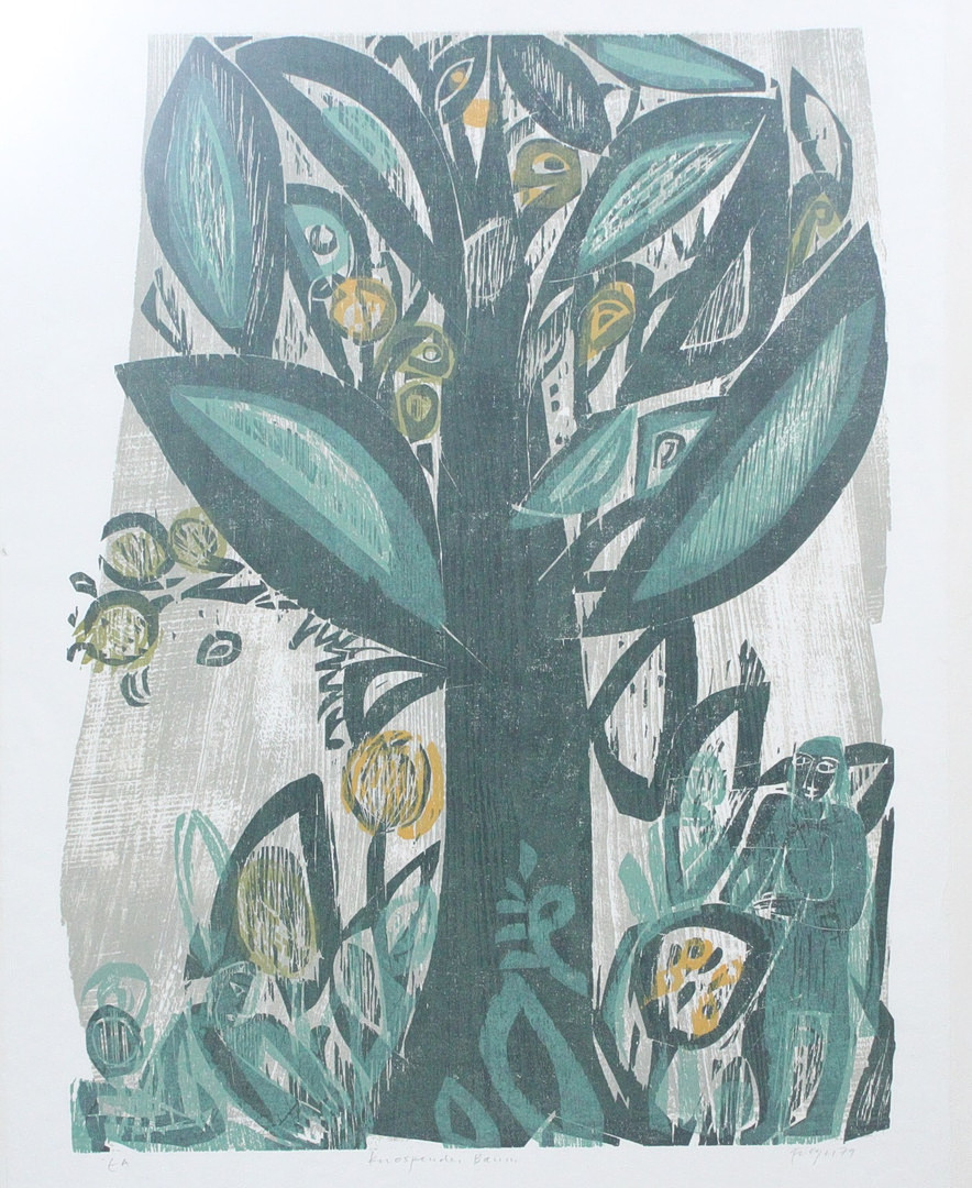 ANDREAS FELGER (1935). Farbholzschnitt 'Knospender Baum', signiert, EA, (1979).