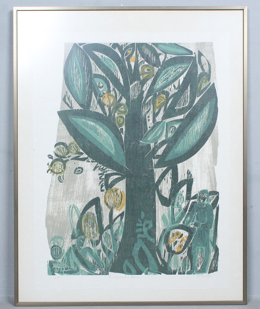 ANDREAS FELGER (1935). Farbholzschnitt 'Knospender Baum', signiert, EA, (1979).