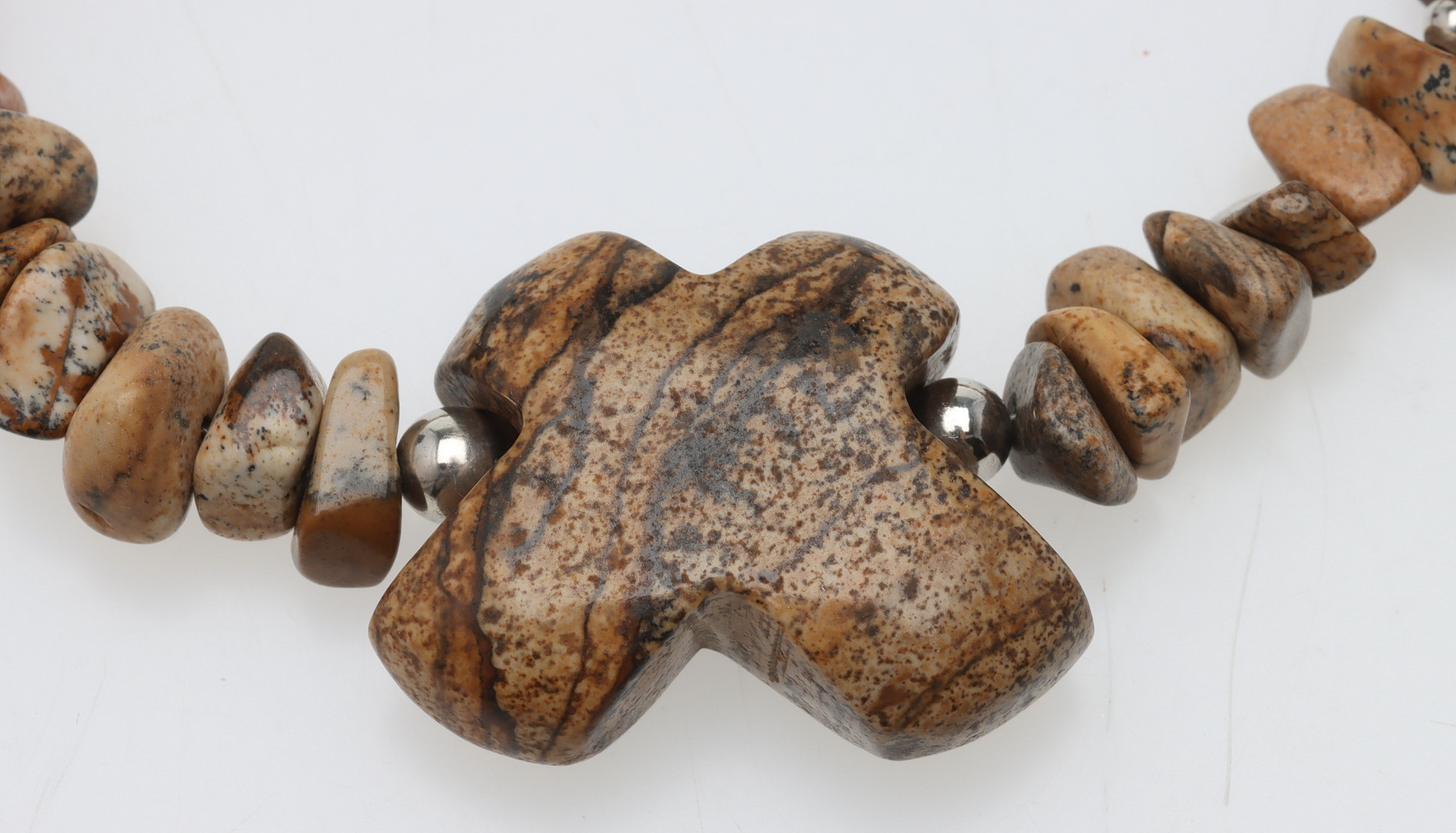 COLLIER & ÖRHÄNGEN; lanskapsjaspis & sterlingsilver.
