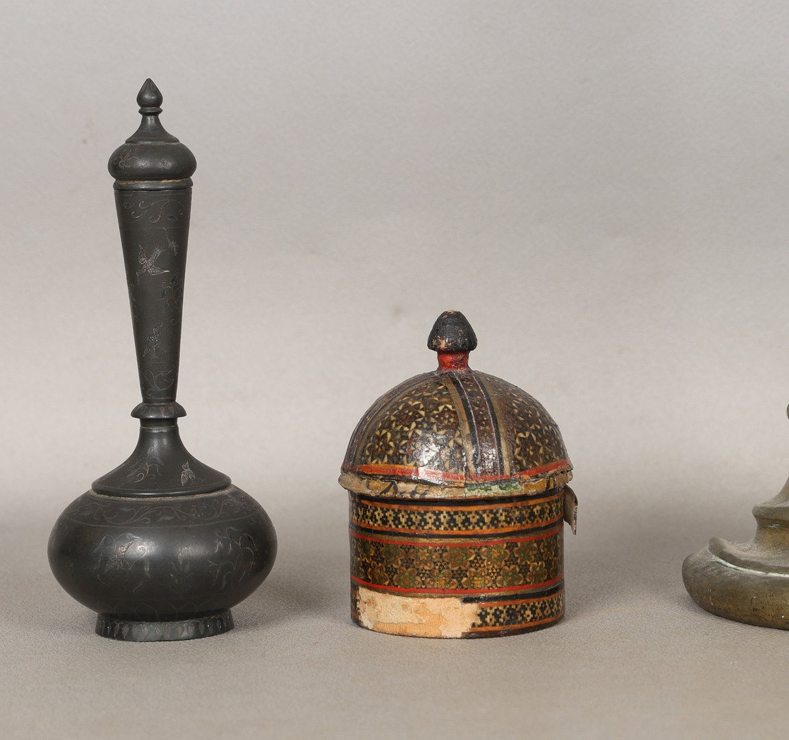 A 19TH CENTURY BRASS DOOR PORTER AND WORKS OF ART (QTY).