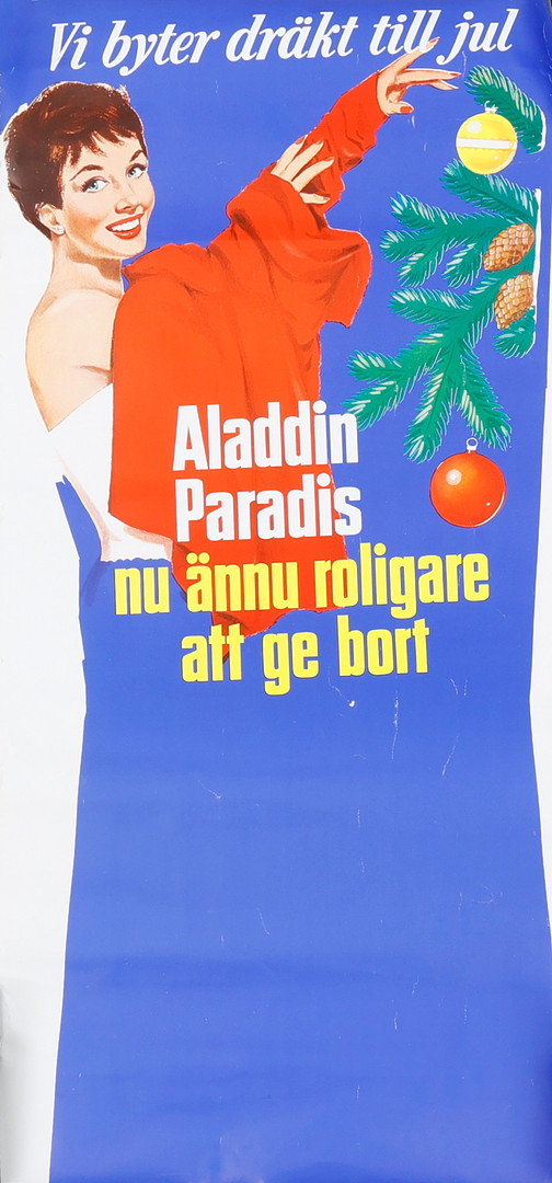 AFFISCH, Reklam för Alladin paradis ask med Yvonne Lombard.