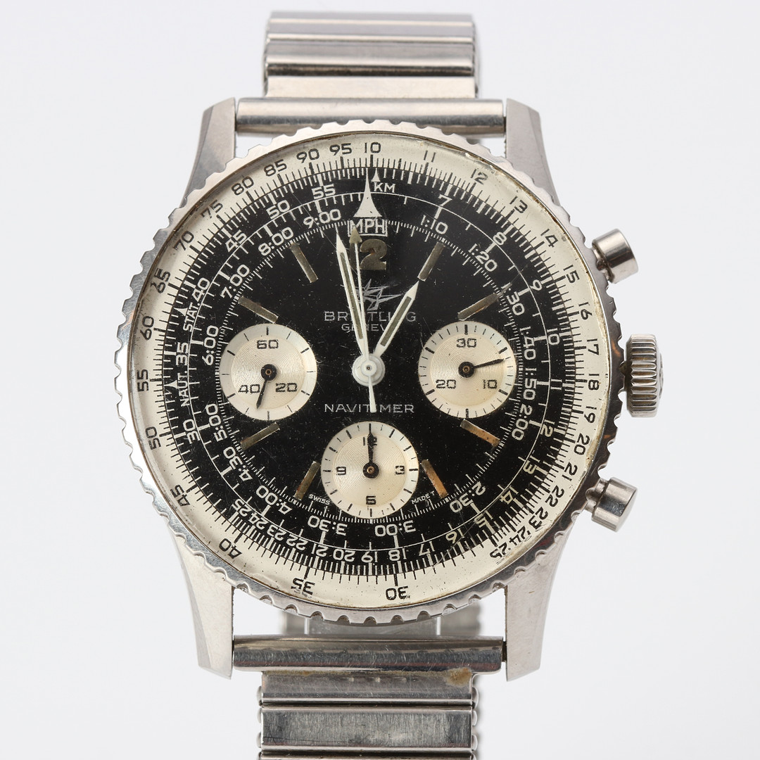 BREITLING NAVITIMER KRONOGRAF, ARMBANDSUR. "Twin-Jet" logo, Boett i stål, manuellt verk, 1960-tal.