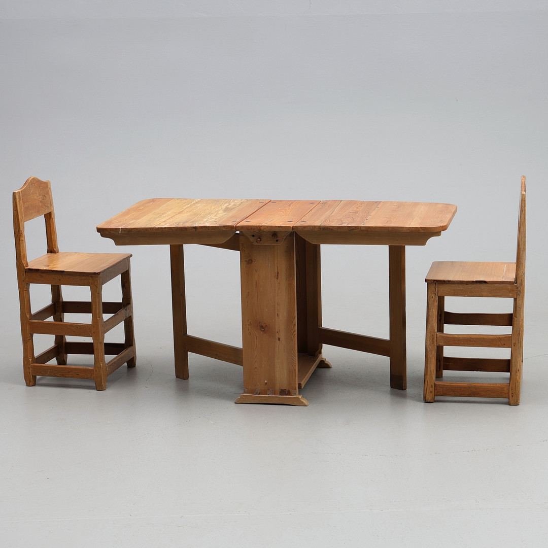 KLAFFBORD & STOLAR , 3 delar, allmoge,1800-tal.