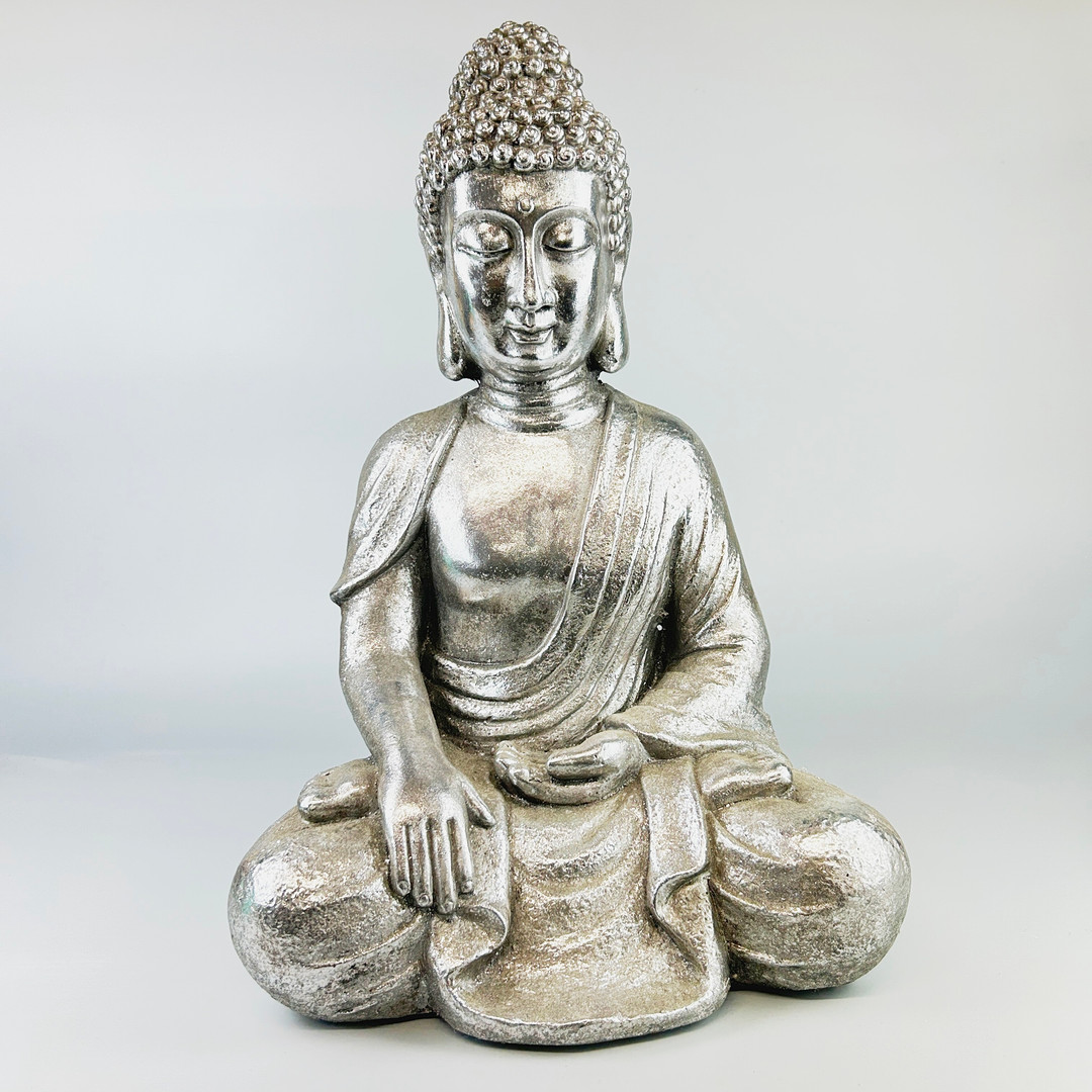 SILVERED COMPOSITION OF BUDDHA.