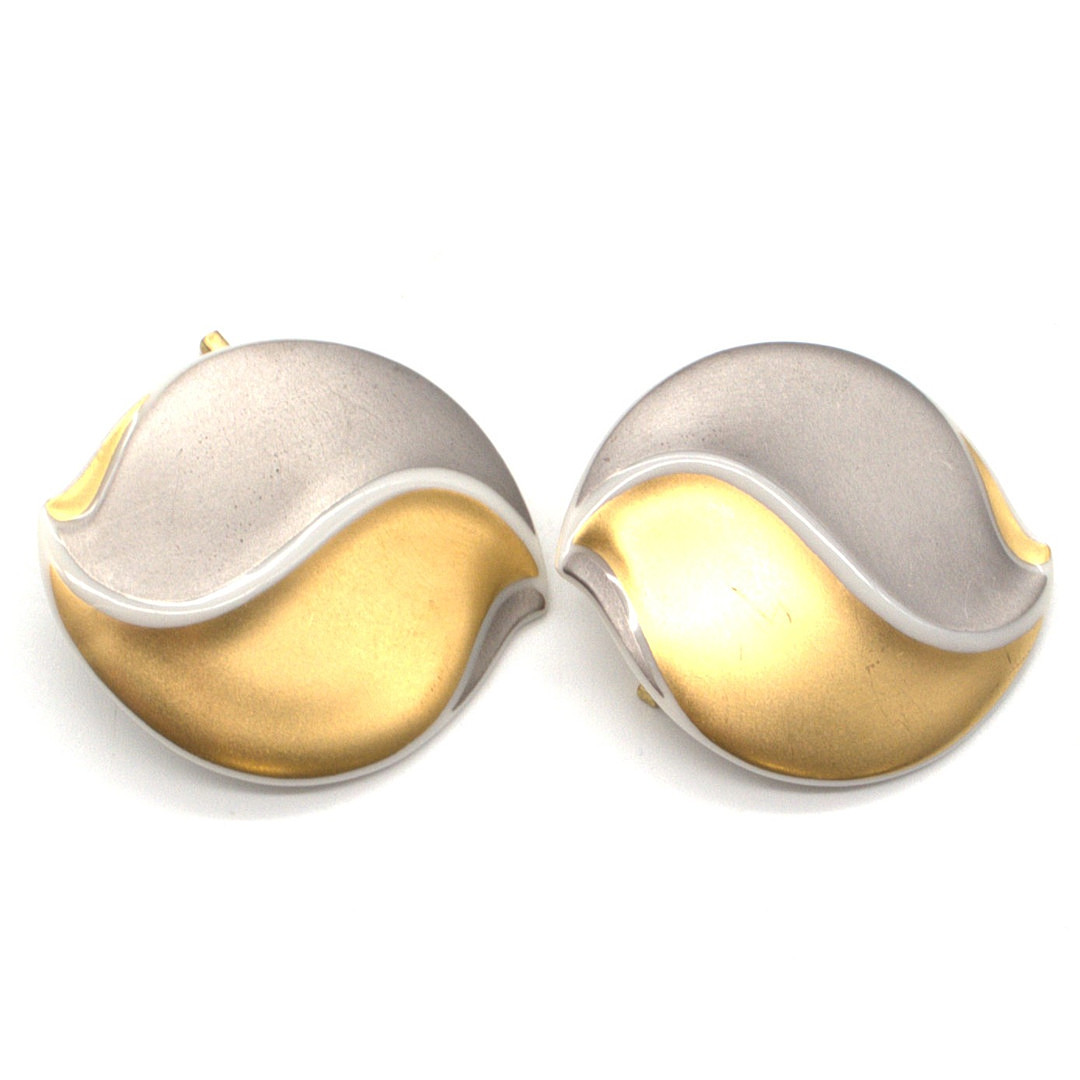 HUTSCHENREUTHER. DESIGNER MANSCHETTENKNÖPFE PORZELLAN, VERGOLDET UM CA. 1980.