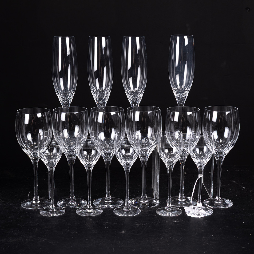 NILS LANDBERG. Glasservisdelar, 15 delar, "Prelude", Orrefors.
