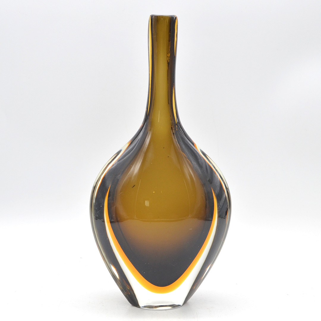 FLAVIO POLI. MURANO DESIGNERVASE, STUDIOGLAS, SOMMERSO, ITALIEN, UM 1950.