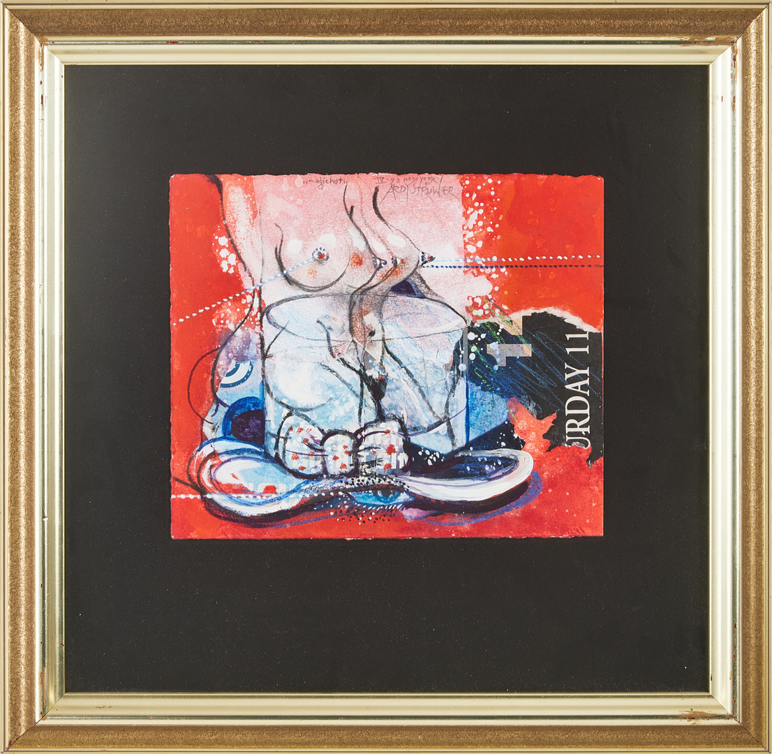 ARDY STRÜWER. "Magic Hat", IV - 1992, New York, gouache och blandteknik på papper, signerad.
