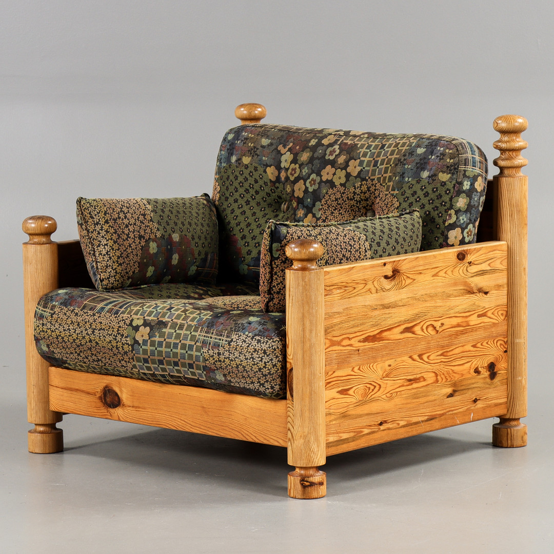SVEN LARSSON. Fåtölj, furu, Sven Larsson, Möbelshop, 1970-tal.