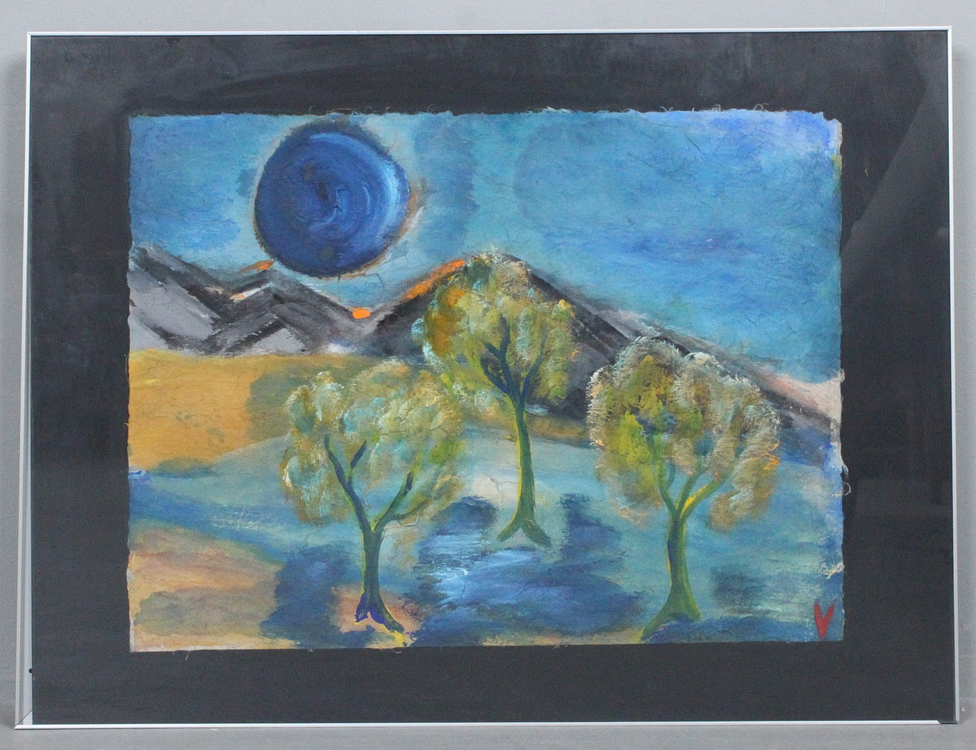 Unbekannter Künstler, Öl auf Papier, '' Ohne Titel ' signiert '' V ''.