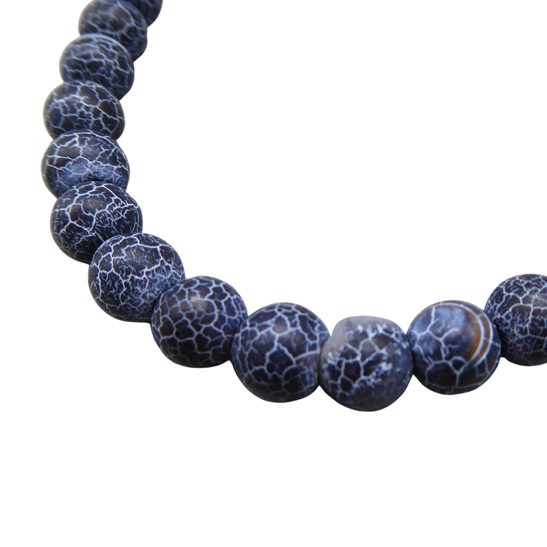 GEMASERTE ACHAT PERLEN KETTE UND 925ER SILBER.
