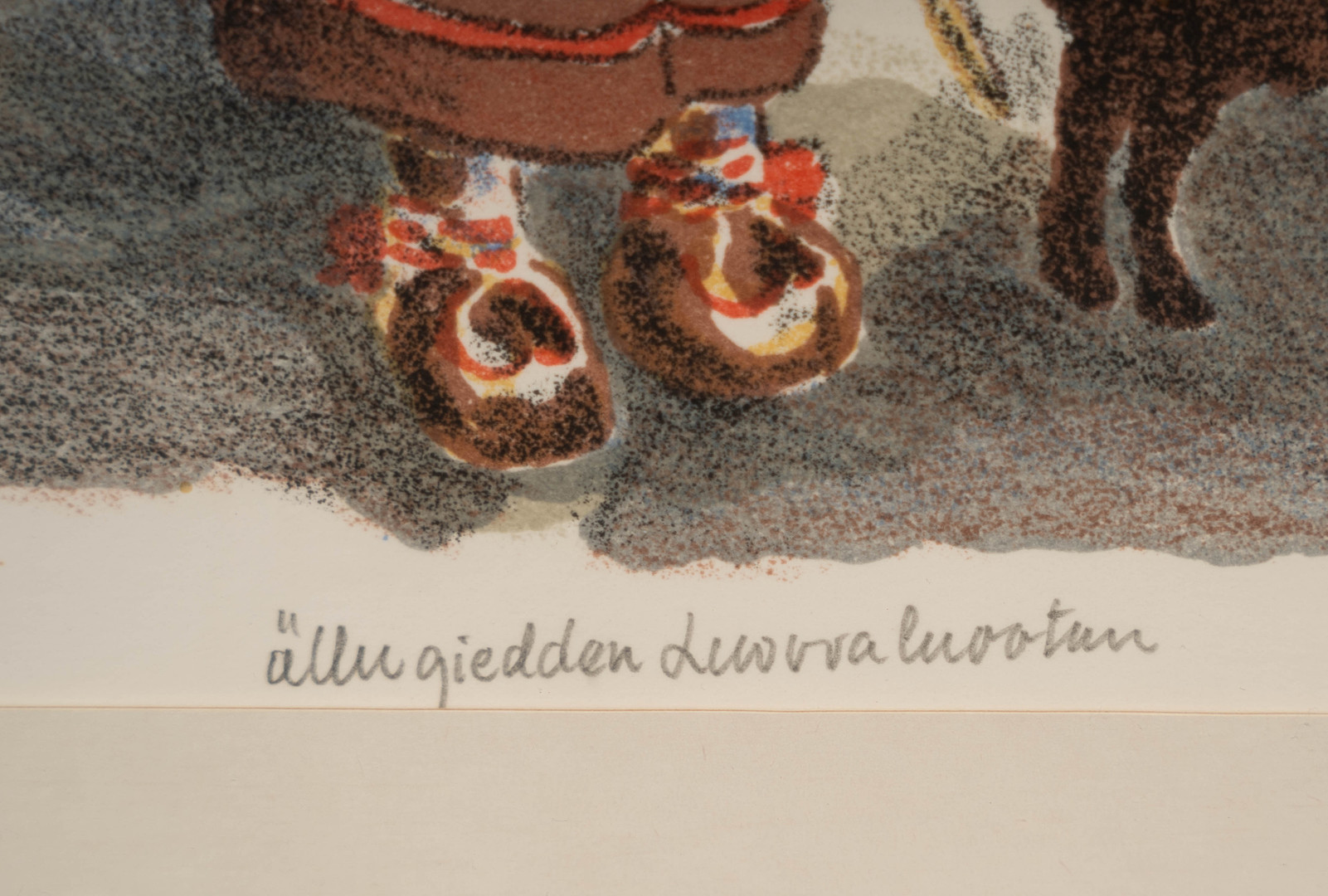 LARS PIRAK. Färglitografi "Ällu giedden", Signerad och numrerad.