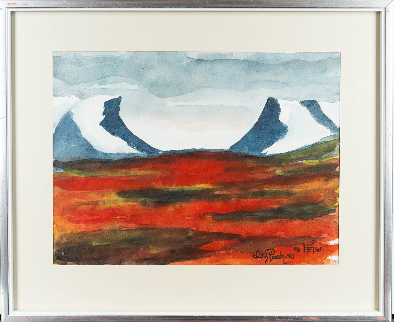 LARS PIRAK. Akvarell på papper "Lapporten", Signerad och daterad 1970.