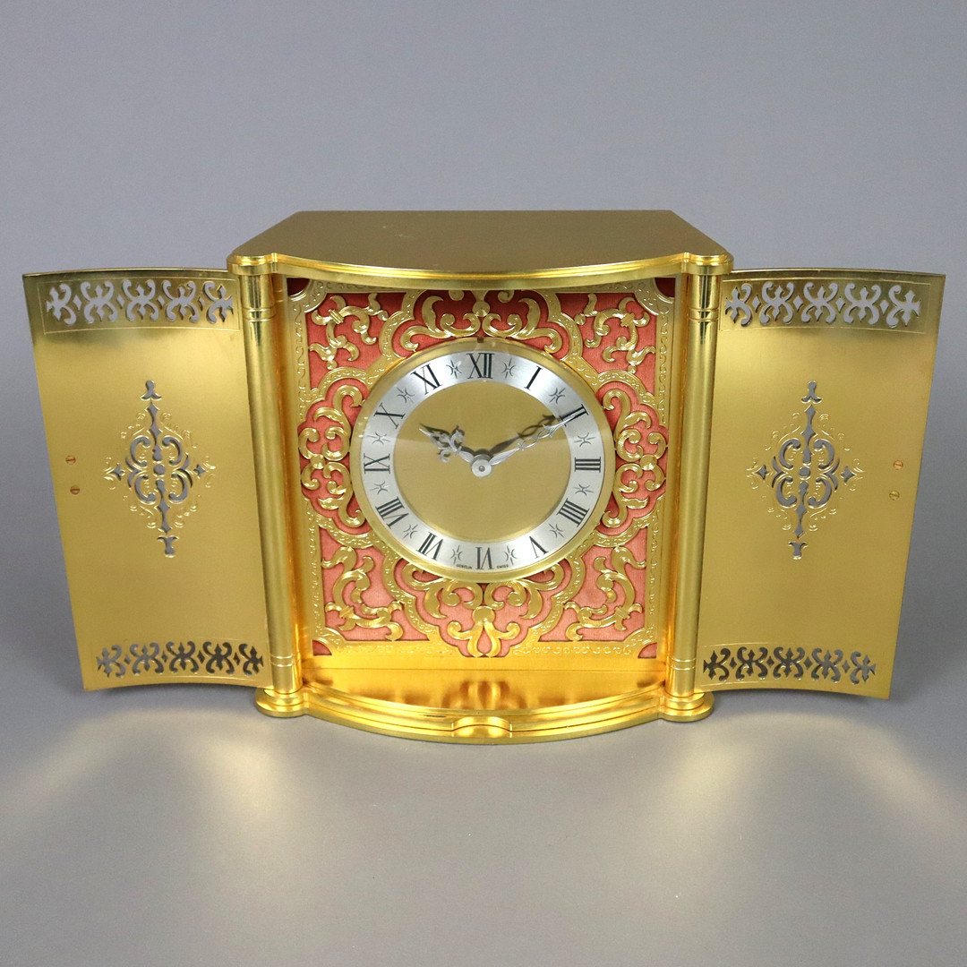 Tischuhr mit Flügeltüren - Gübelin, Luzern, Schweiz, 1960er Jahre.