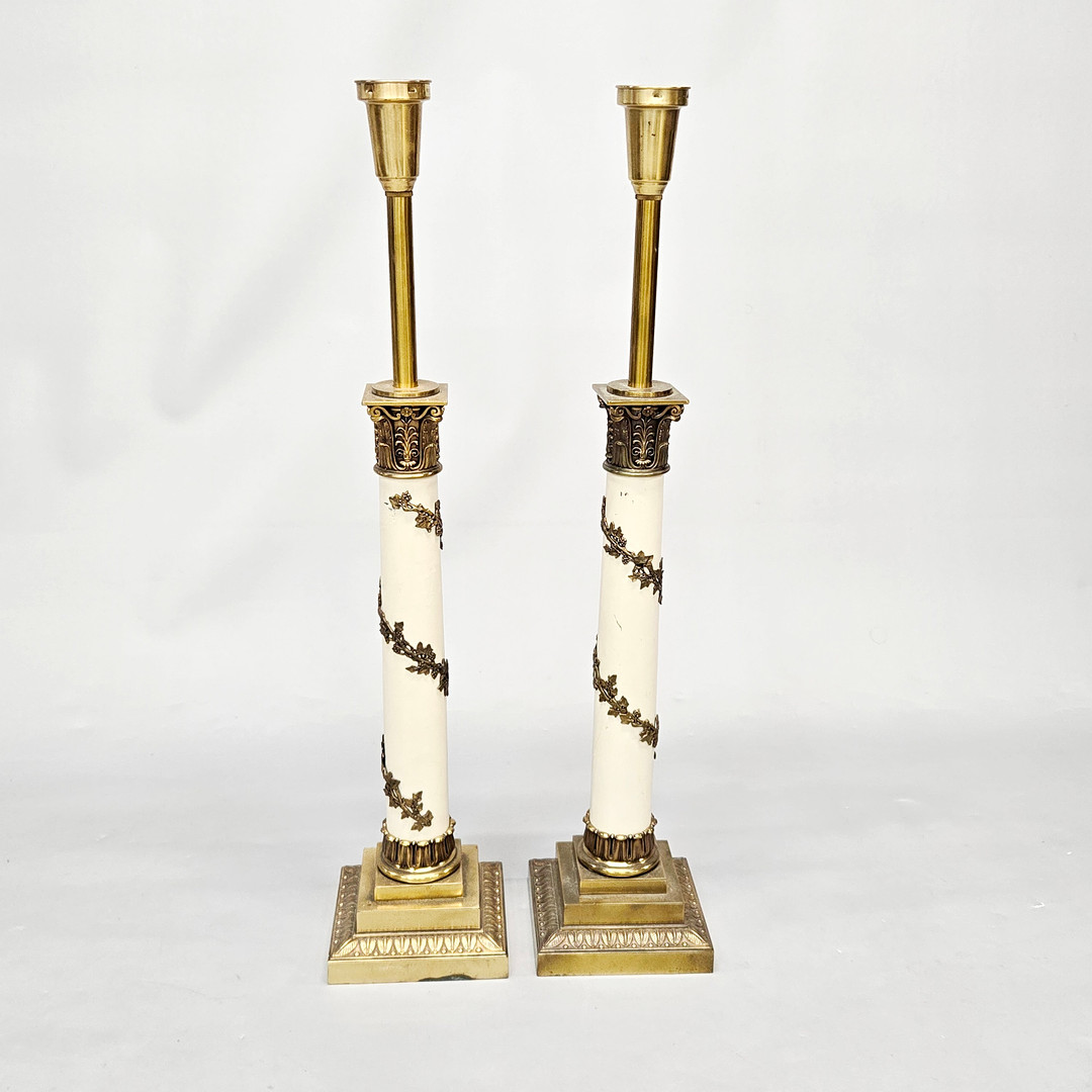 GILT BRASS TABLE LAMPS.