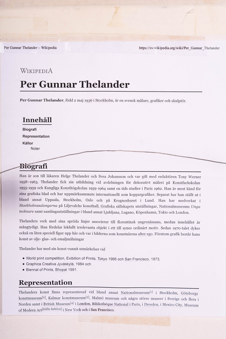 PER GUNNAR THELANDER. Färgetsning, signerad, numrerad 6/90.
