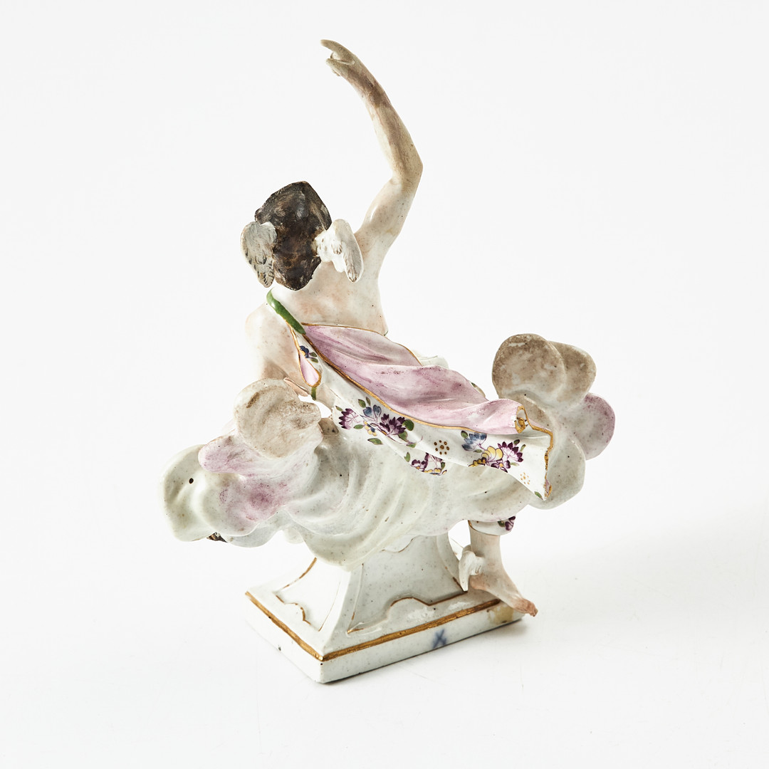 MEISSEN (etabl. 1710), figurin, porslin, Tyskland, 1700-tal, i form av Merkurius bland moln, polykromt bemålad, detaljer i guld.
