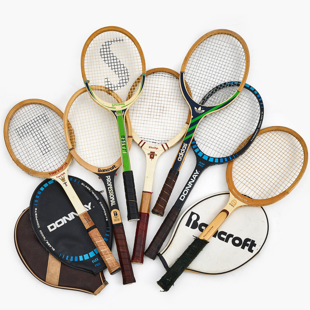 TENNISRACKETAR, 7 st, 1900-talets mitt.