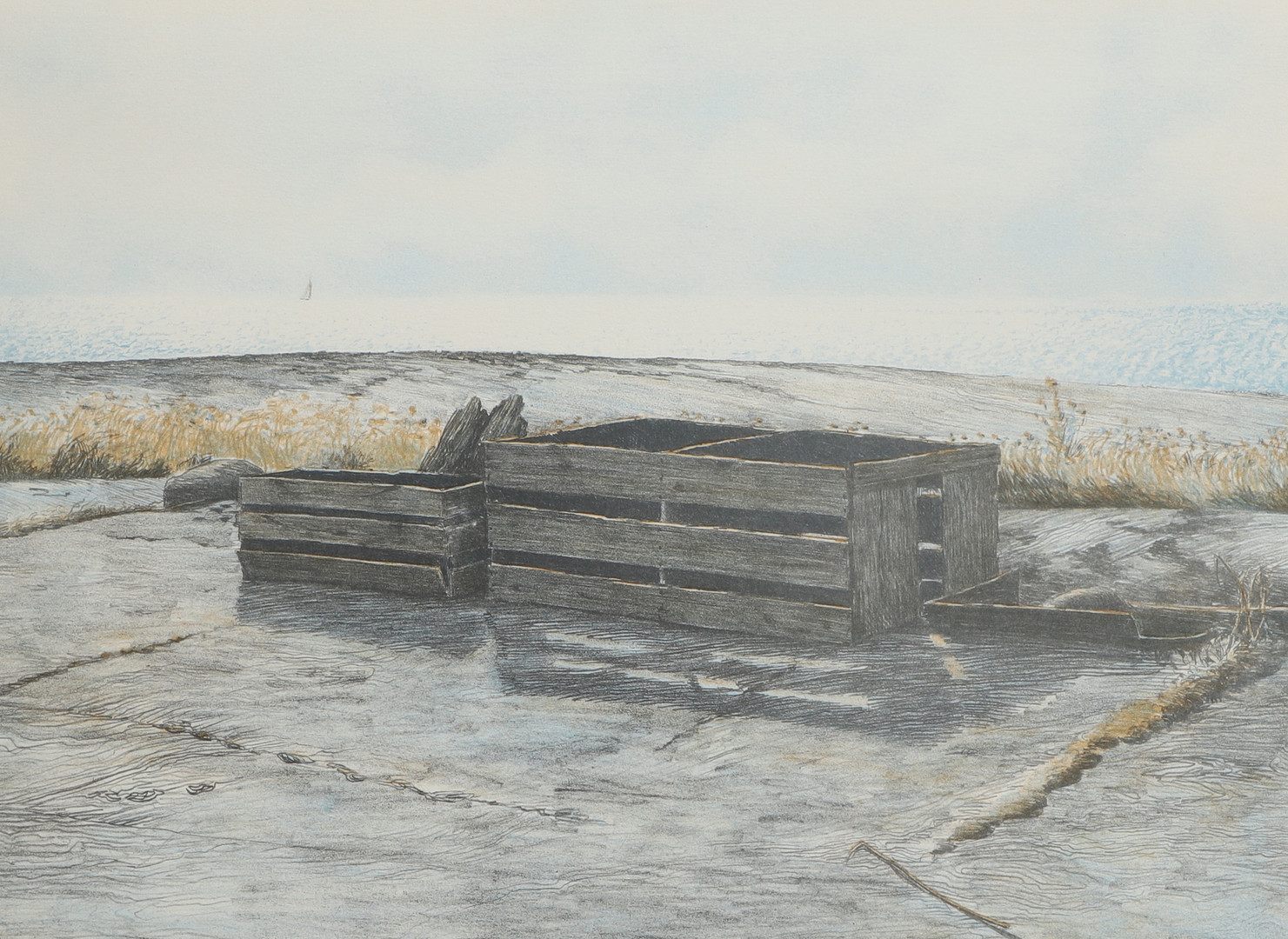 BJÖRN LINDROTH. Färglitografi, skärgårdsmotiv, signerad, numrerad 302/400.