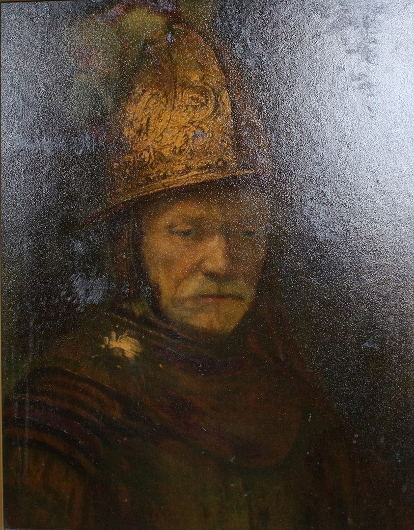 Druck „Der Mann mit dem Goldhelm“, nach einem Motiv von Rembrandt.