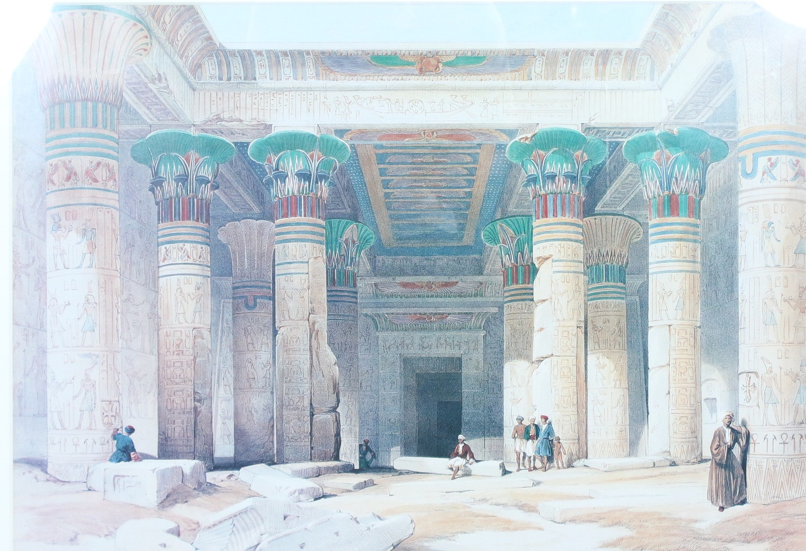 DAVID ROBERTS. NACH. Druck, '' Großen Portikus des Tempels von Philae in Nubien ''.