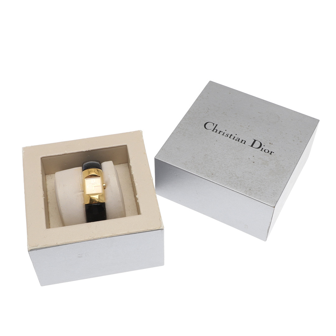 A LADY'S GOLD PLATED DRESS WRISTWATCH BY CHRISTIAN DIOR.