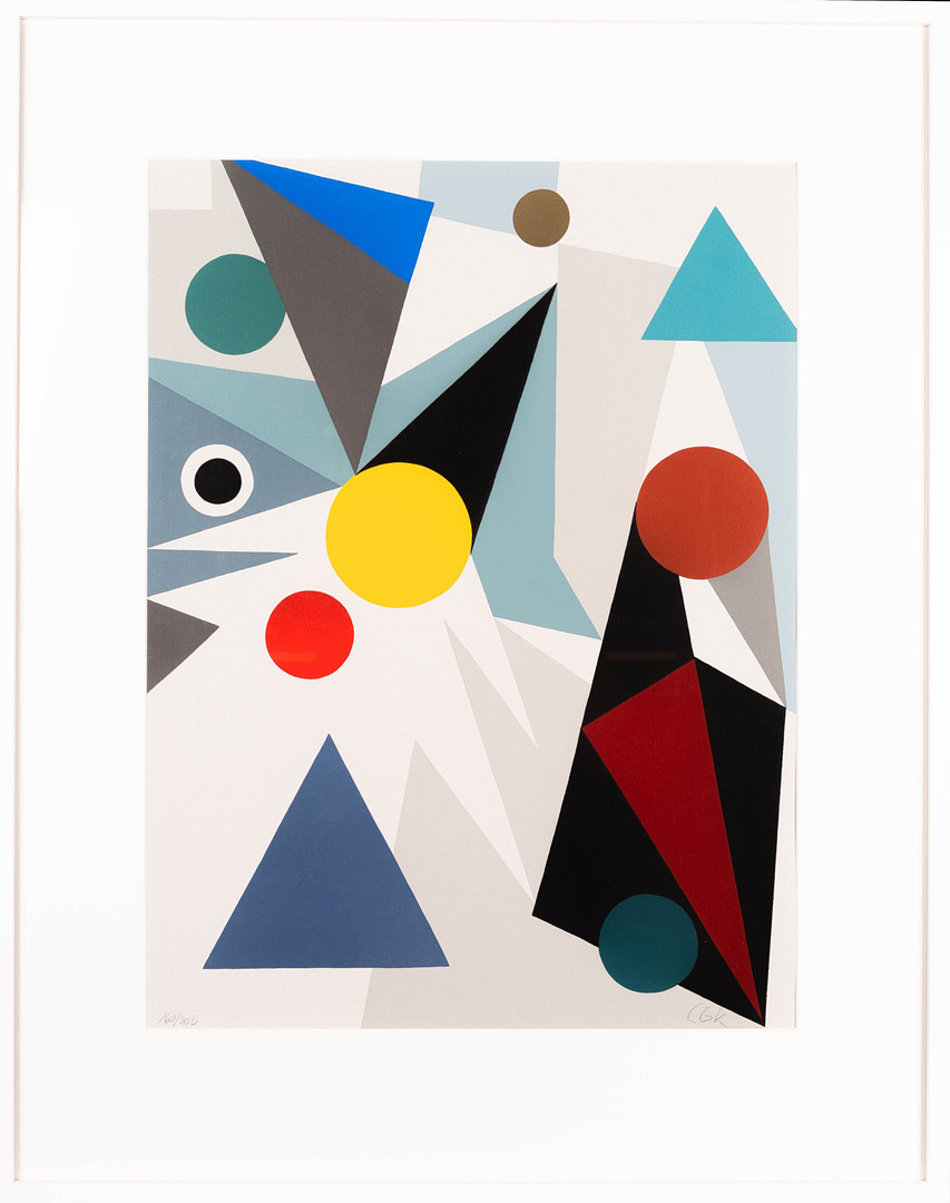 CLAES-GÖRAN KALRSSON. Färgserigrafi, "Havet" signerad, numrerad 160/200, geometrisk komposition.