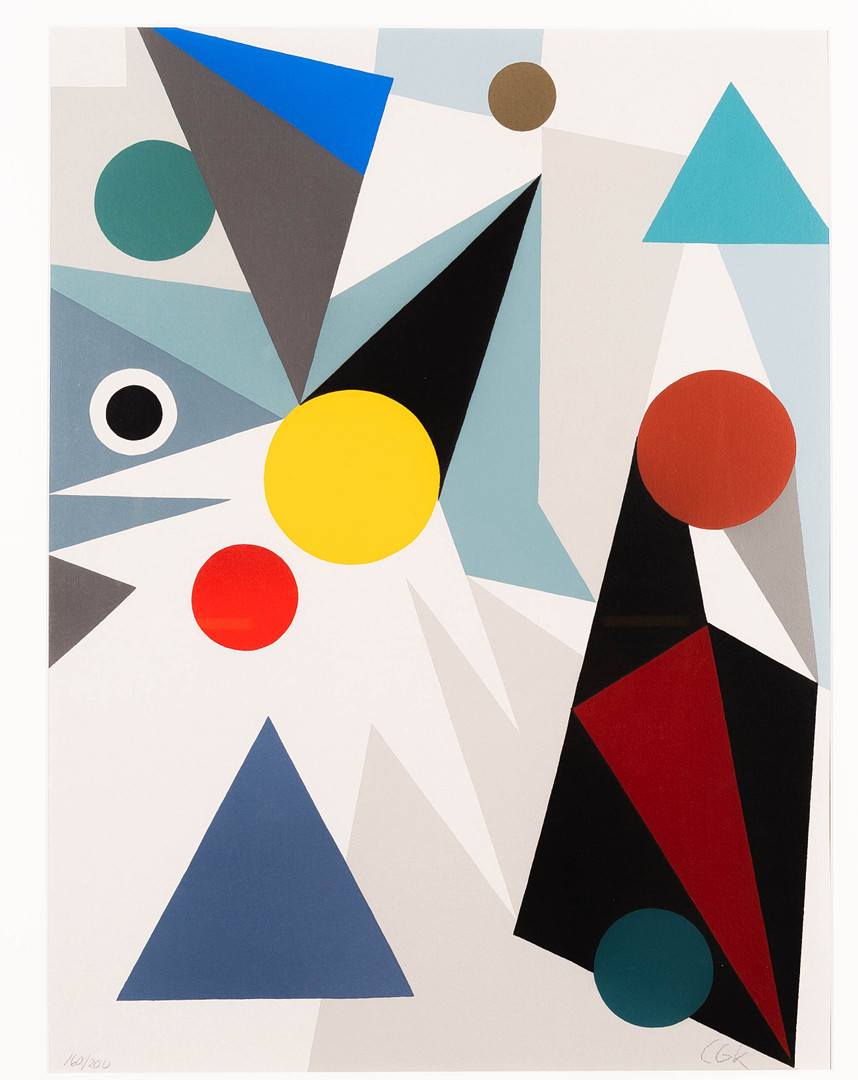 CLAES-GÖRAN KALRSSON. Färgserigrafi, "Havet" signerad, numrerad 160/200, geometrisk komposition.