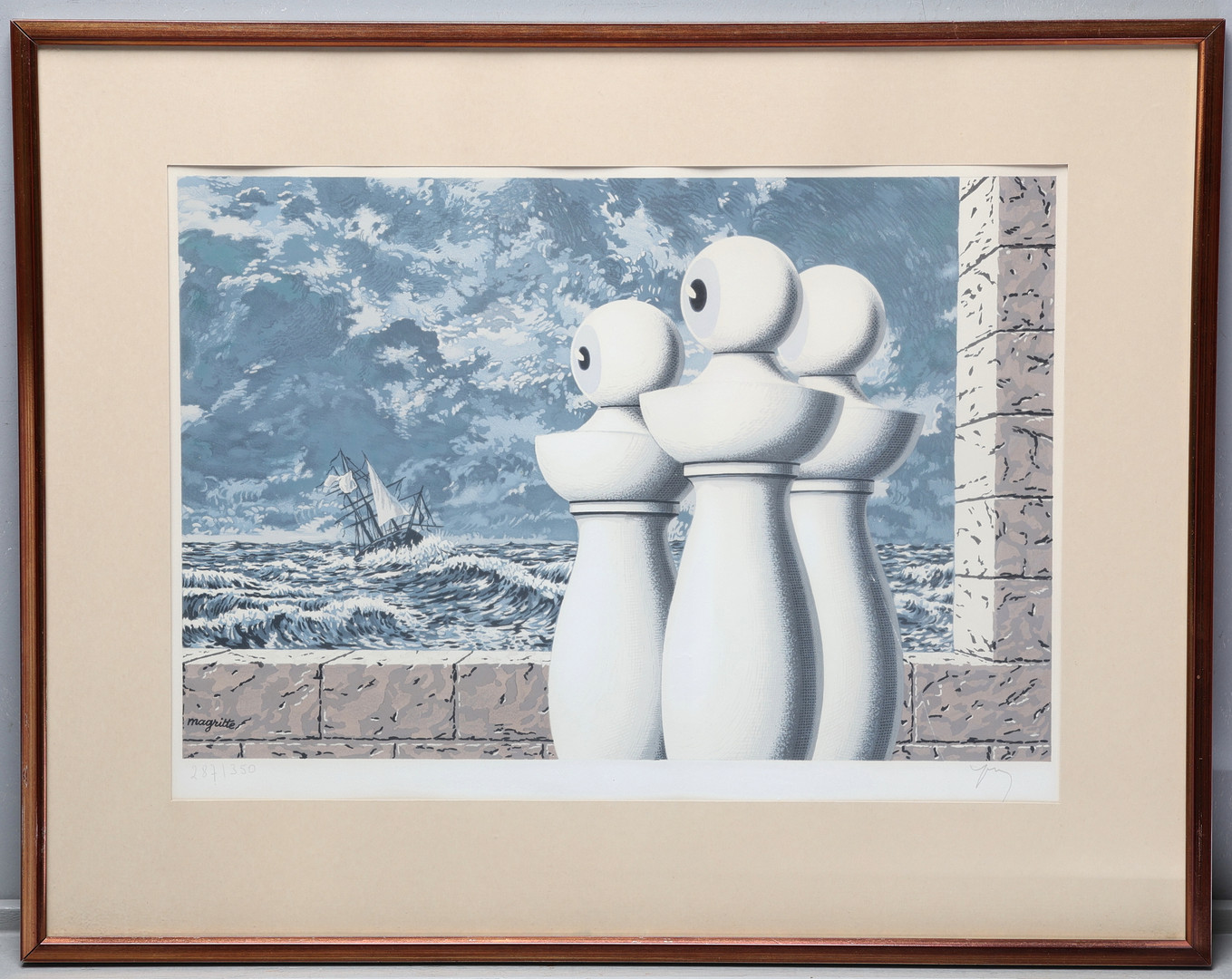RENÉ MAGRITTE (BELGIEN, 1896-1967). EFTER. Komposition, ur "Les Enfants Trouvés", monogramsignerad av tryckaren Fernand Mourlot, Exemplar Nr. 287 / 350.