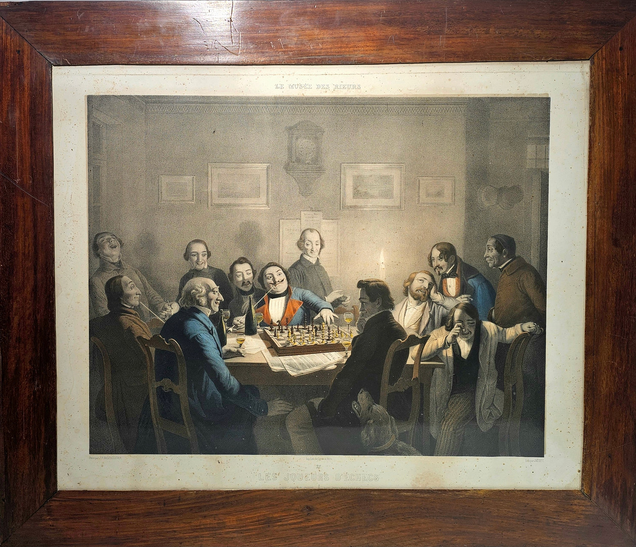 JACOTT. El juego de ajedrez. Litografía coloreada sobre papel vitela. París, 1847.