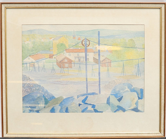 CALLE NYLAND. "Kopparberg ljusnarberg" akvarell, signerad och daterad 1929.