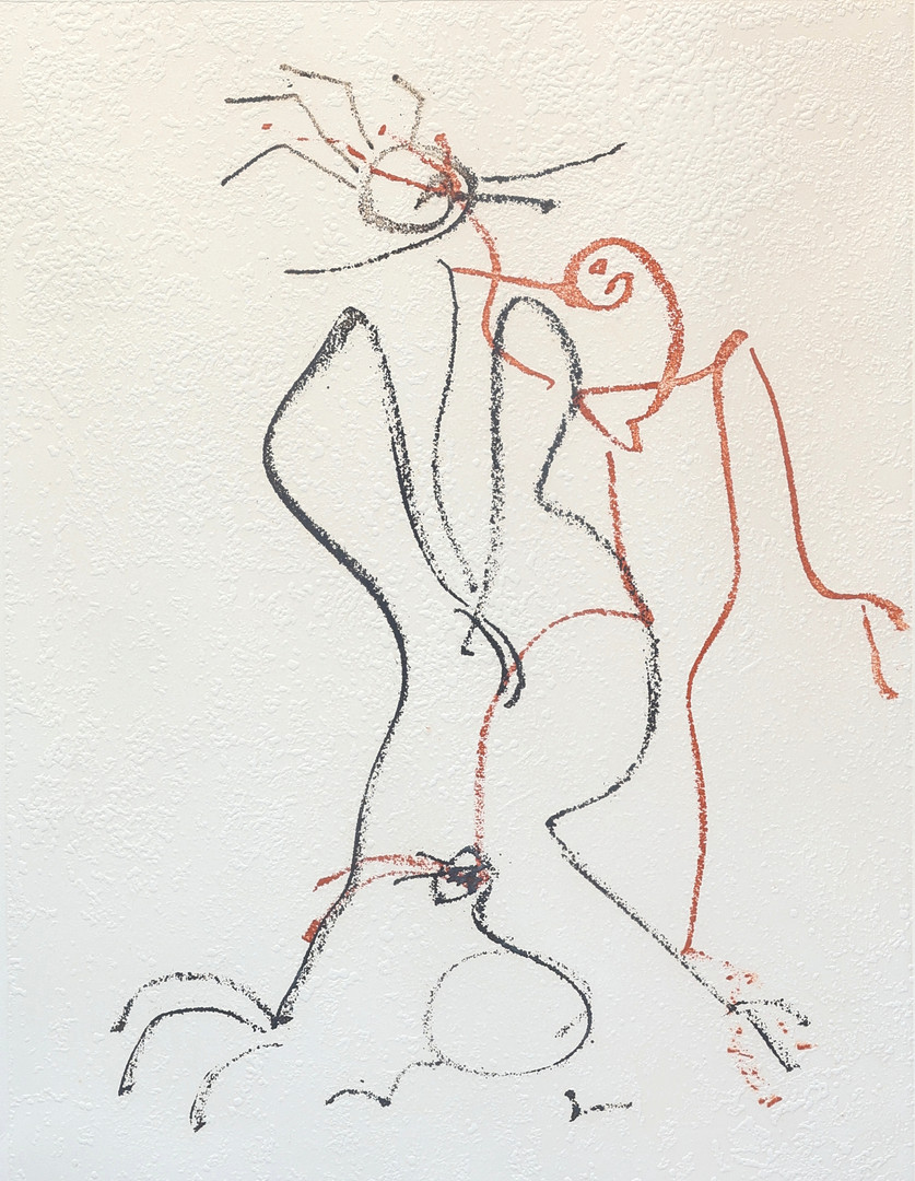 MAX ERNST, "Liebespaar", litografi, signerad, Max Ernst, numrerad 57/99.