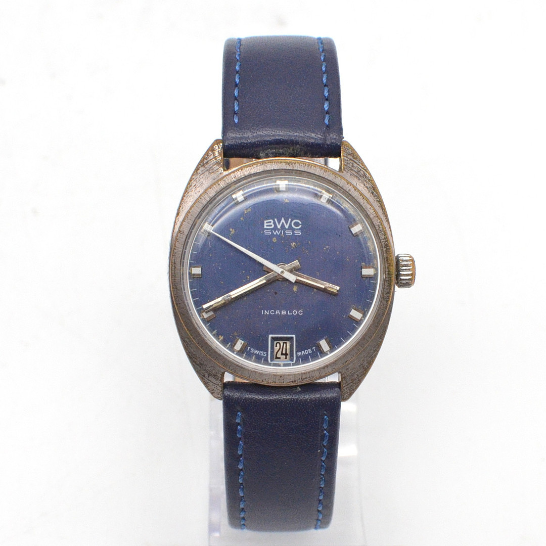 BWC SWISS INCABLOC, ARMBANDUHR, DAYDATE-ANZEIGE, Modell: 831002, HANDAUFZUG, UM 1970ER JAHRE.