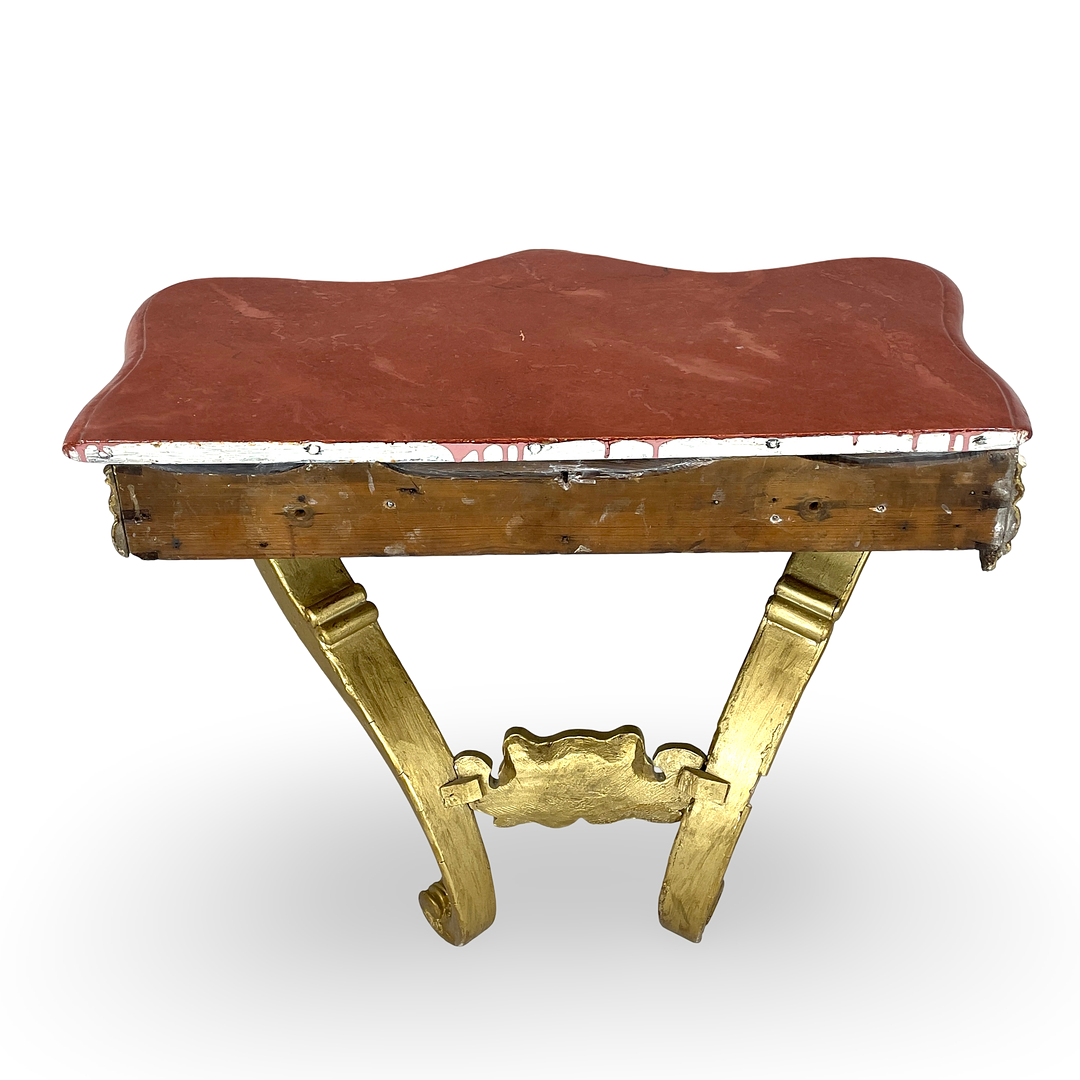 KONSOLBORD. Förgyllt & marmorerat trä, nyrokoko, 1800-talets senare del.